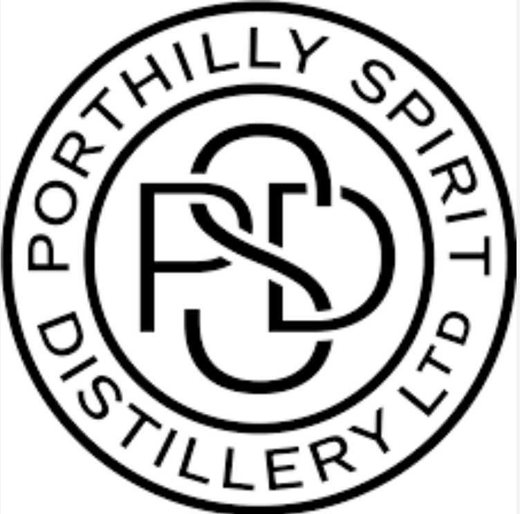 Logo of Porthilly Spirit Distillery Ltd with a circular design and stylized initials P S D.
