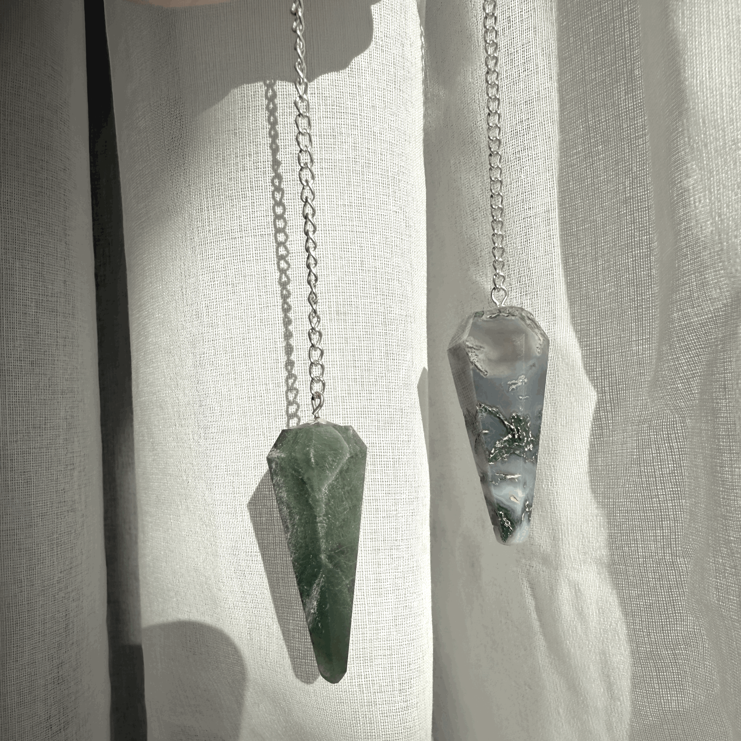 Moss Agate Crystal Pendulum