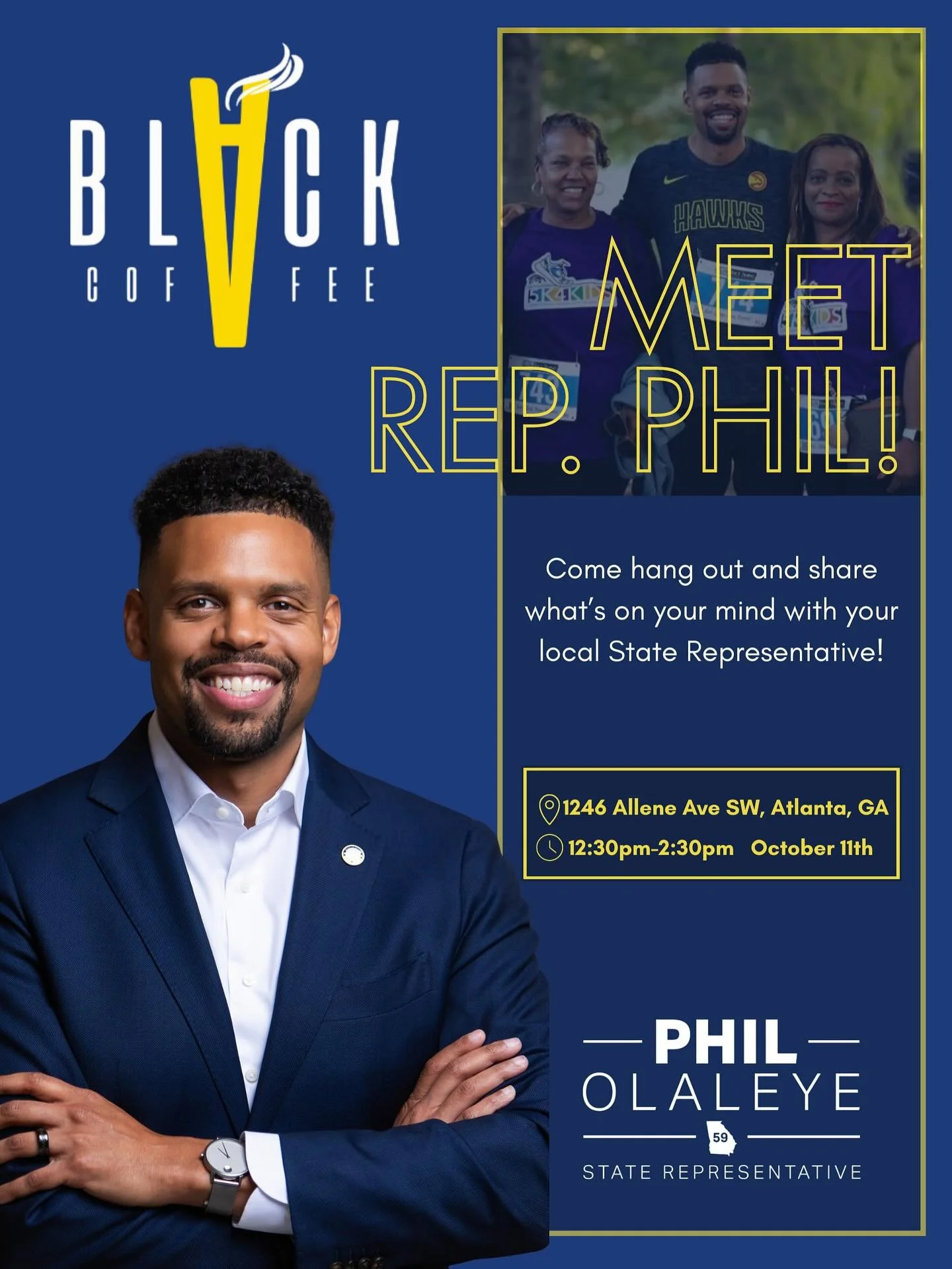 See you Saturday for &ldquo;Phil Around Town&rdquo; &mdash; a new way we&rsquo;re showing up across District 59! 

We&rsquo;ll be pulling up to your favorite spots to meet neighbors, hear what&rsquo;s on your mind, and show love to the small business