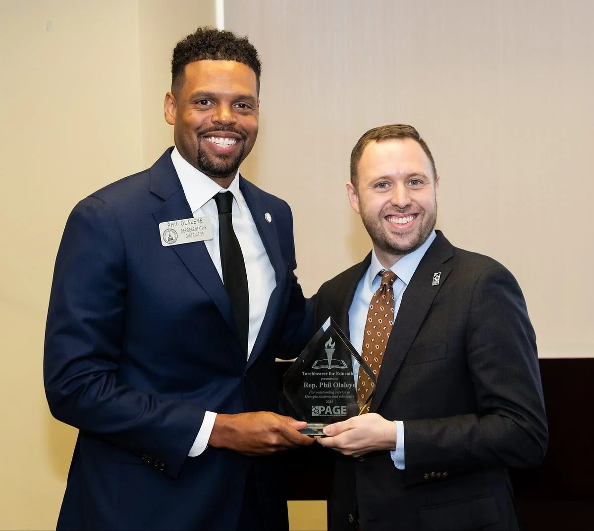 Honored to receive the 2025 Torchbearer for Education Award from @pagegram_ednews for sponsoring the Student Teacher Promotion Act (HB 310)!

I had the chance to accept it at @georgiastateuniversity and hear directly from 35 amazing student teachers.
