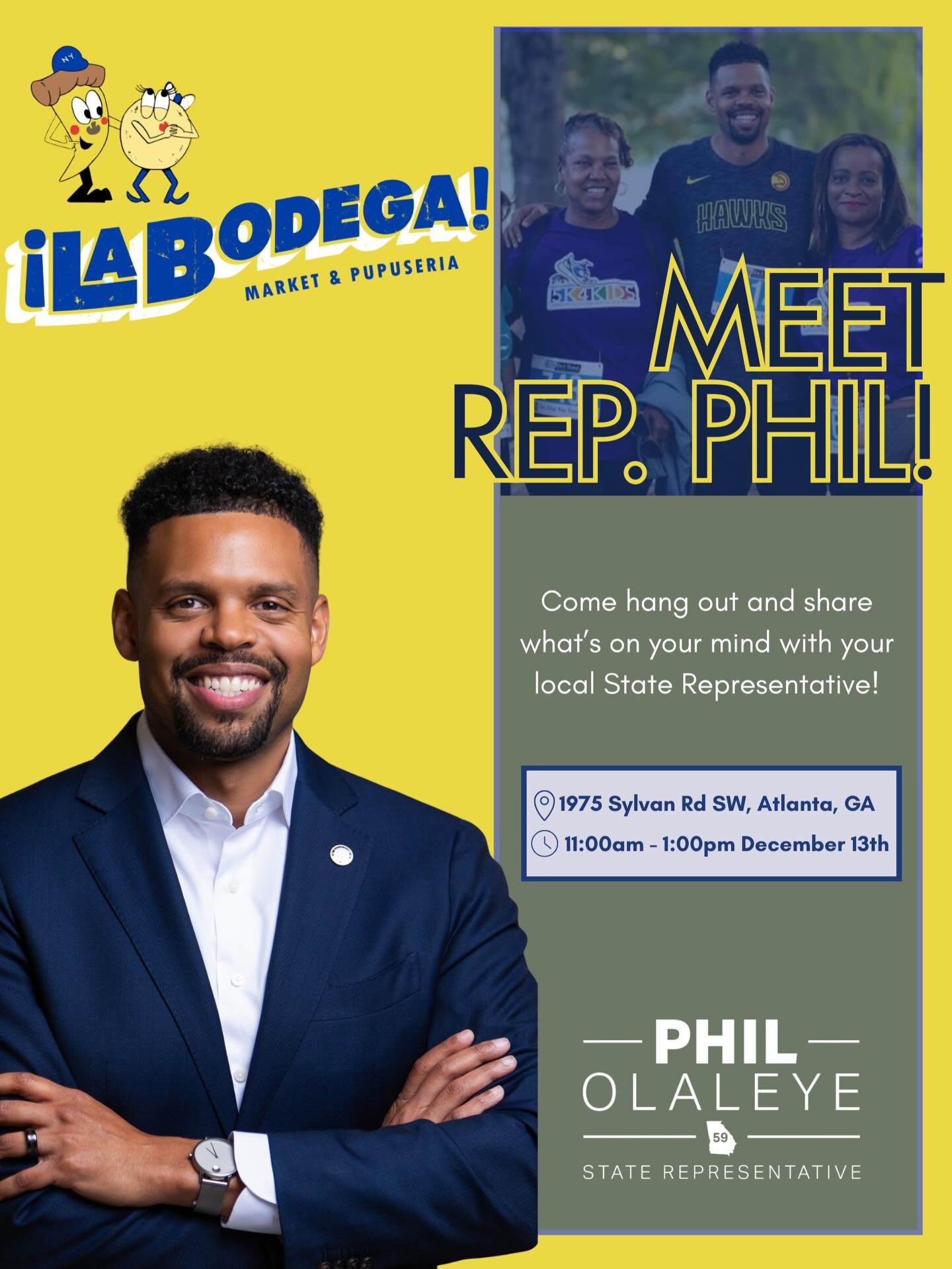 See you this Saturday (12/13) for &ldquo;Phil Around Town&rdquo; &mdash; a new way we&rsquo;re showing up across District 59! 

We&rsquo;ll be pulling up to your favorite spots to meet neighbors, hear what&rsquo;s on your mind, and show love to the s