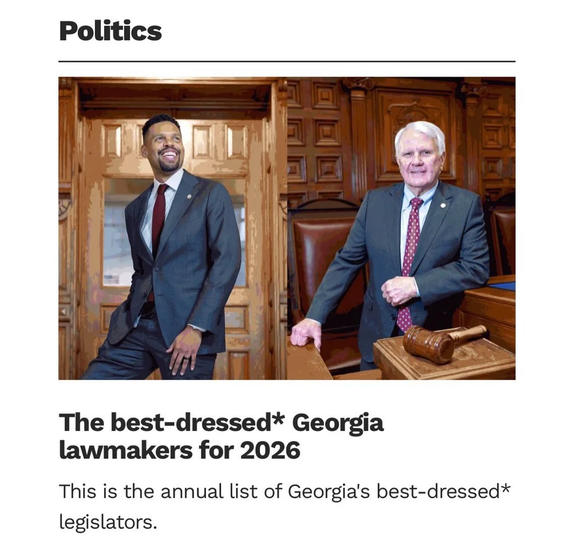 Dress good, feel good &mdash; feel good, do good 😎

Thank you @mayatprabhu @ajcnews for the recognition!

#GaPol #RepPhil #BestDressed
