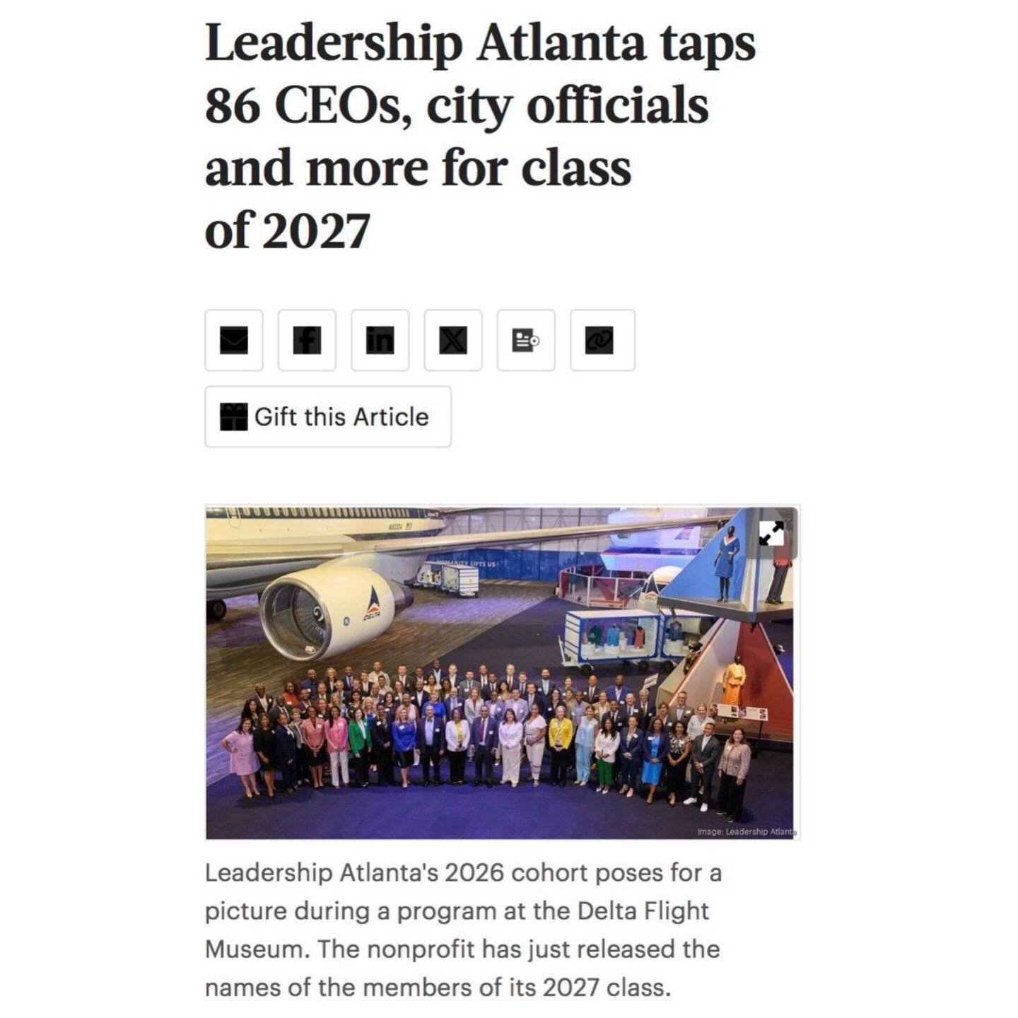 Honored and excited to join Leadership Atlanta &mdash; class of 2027, let&rsquo;s get it! ✨