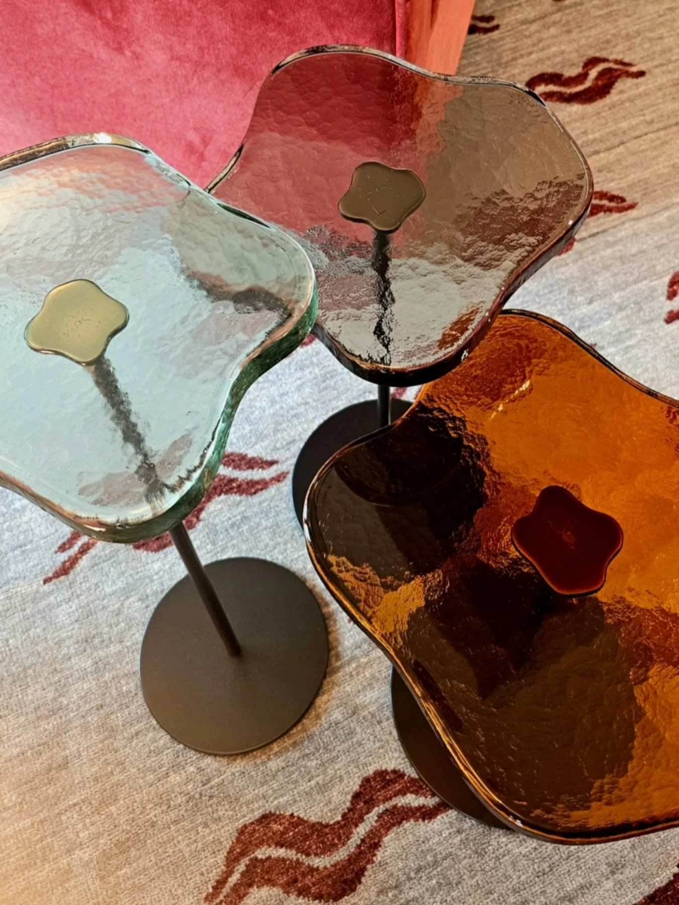 Still one of my favourite side tables to add a bit of interest to any space.
These glass Lily Pad Cocktail Tables by the talented furniture designer @tomfaulkner are such a classic. I love them in rich, jewel-toned Venetian glass, but they can also b