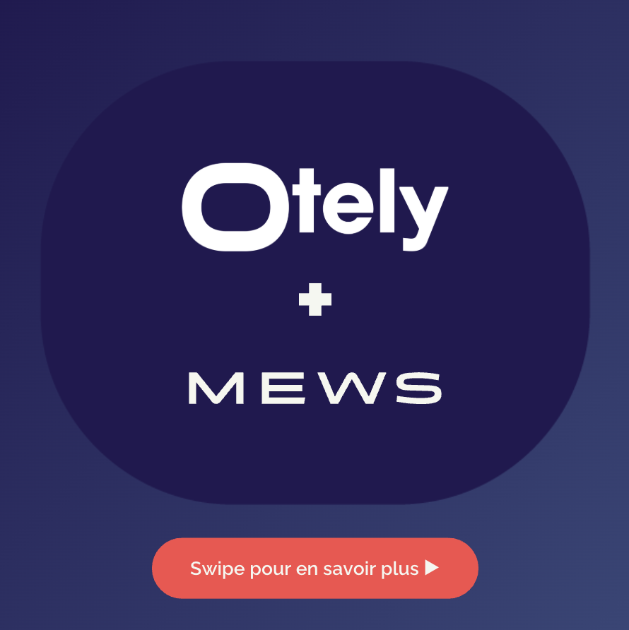 Logo Otely plus le logo de mews pour annoncer l'intégration d'Otely au géant des PMS hôtelier
