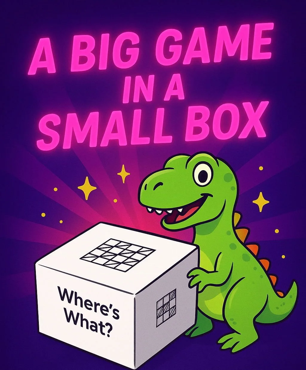 🎲 A Big Game in a Small Box!

It&rsquo;s nearly time to discover Where&rsquo;s What? 
A bright, brain-teasing tabletop game that packs huge fun into one tiny box.

🔍 Find us on Kickstarter to find out more! https://www.kickstarter.com/projects/1077