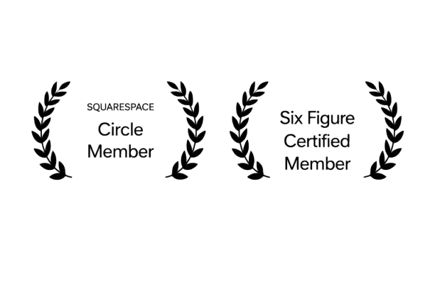 Two laurel branches encircle black text stating 'Circle Member' on the left side and 'Six Figure Certified Member' on the right side.