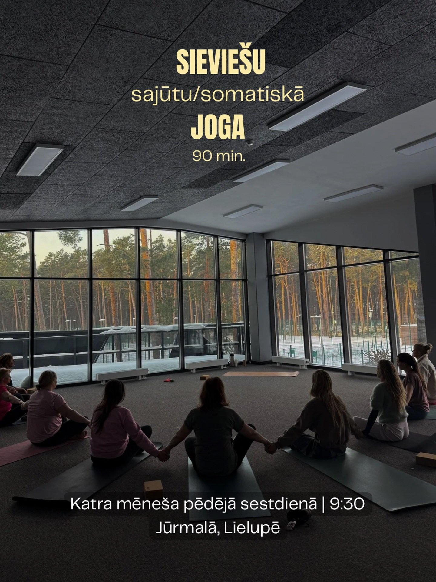 Iedomājies telpu, kurā Tev nekas nav jāpierāda&hellip; 🧘🏼

Sievie&scaron;u sajūtu/somatiskā joga &mdash; tā ir maiga, apzināta prakse, kas palīdzēs nomierināt nervu sistēmu un atgriezties Tev savā ķermenī.

Tās ir 90 minūtes sev. 

Jūrmala, tenisa 