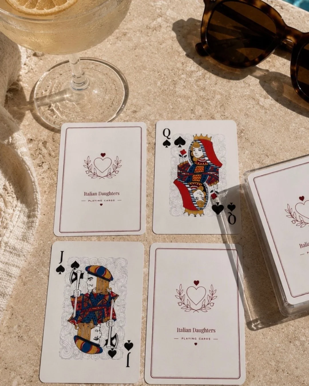Hot girls bring the cards. 🍋&hearts;️ 
Our Italian Daughters Playing Cards just dropped and they&rsquo;re already packed for poolside.
Hit the shop link in the bio to get yours xx
