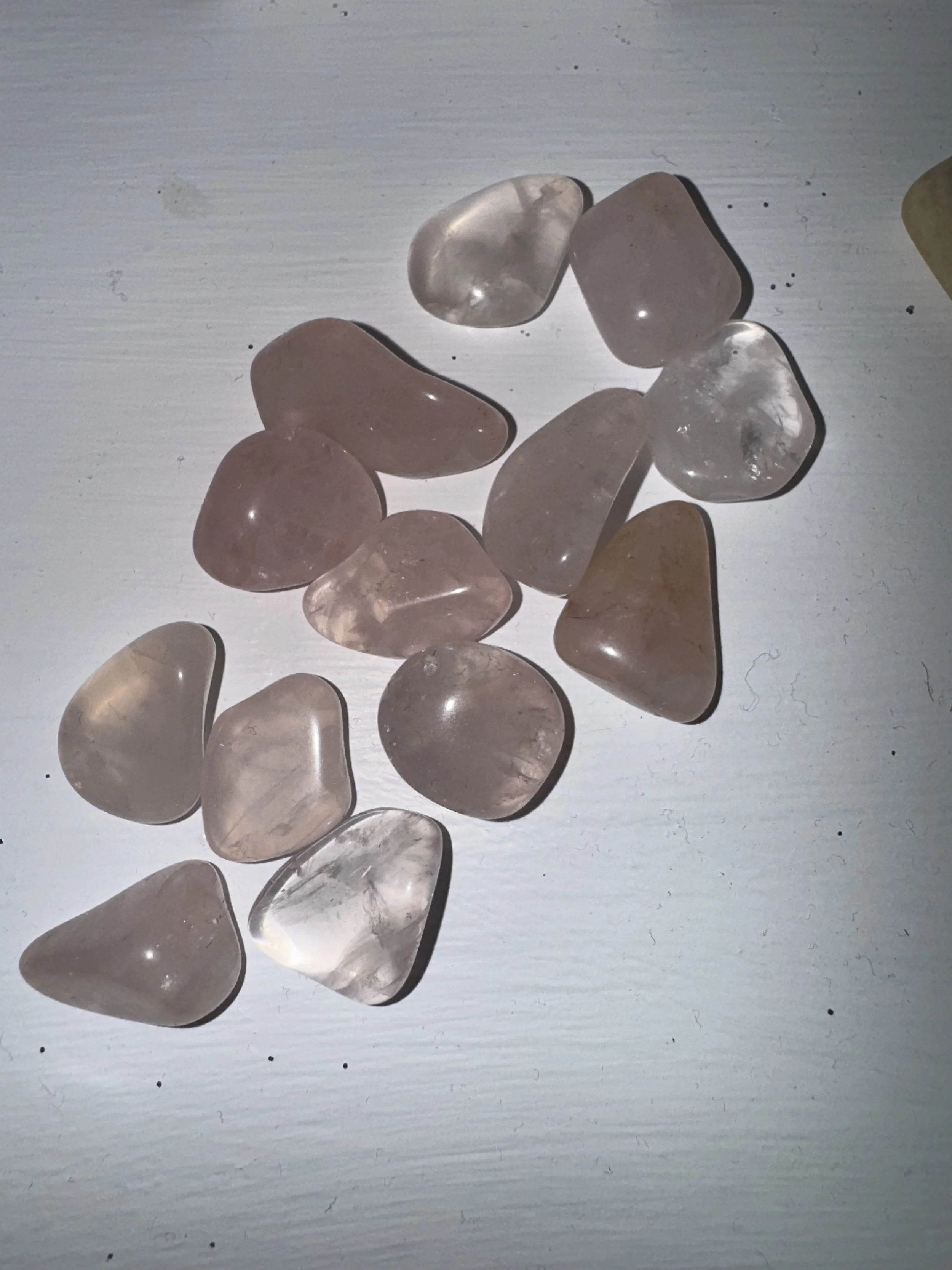 Rose quartz mini stones includes three tumble stones
