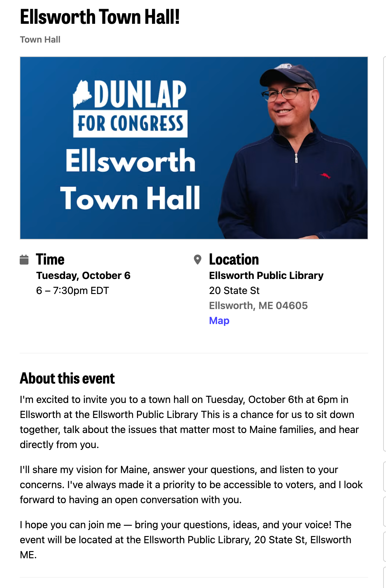 Matt Dunlap Town Hall in Ellsworth