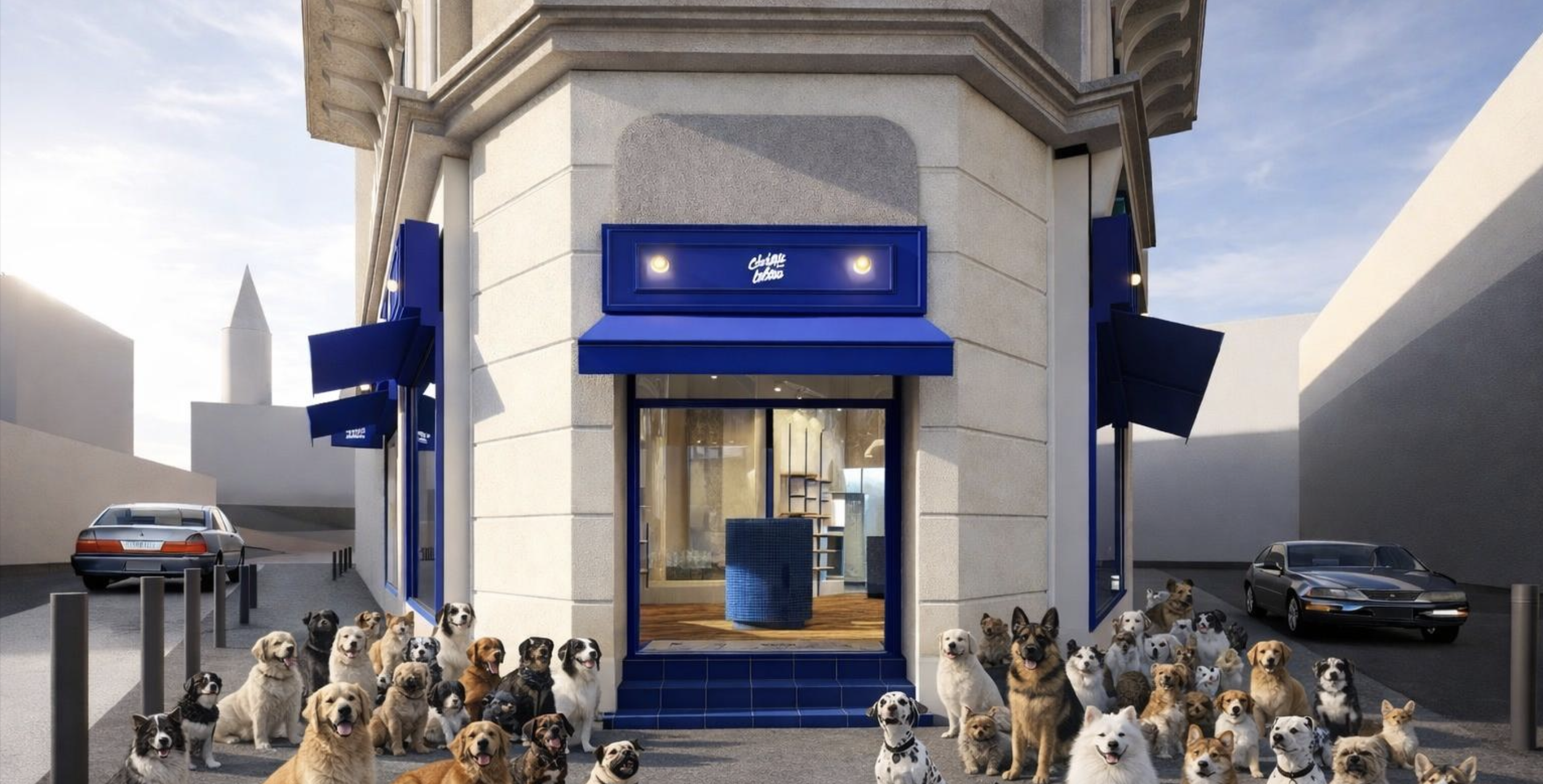 Vue 3D d'une facade d'un concept store canin, architecture intérieure pour commerce ERP à Marseille – conception Local Club