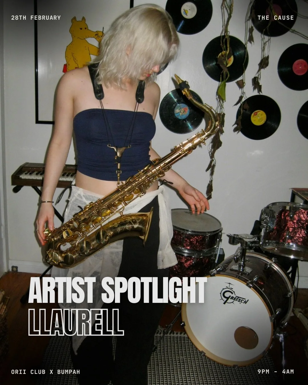 🅻🅻🅰🆄🆁🅴🅻🅻 joins us for 🅾🆁🅸🅸 🅲🅻🆄🅱 🆇 🅱🆄🅼🅿🅰🅷 @thecauselondon 

From Berkley, California, indelible talent @laurelmsax brings her improvisational prowess to @thecauselondon 

@laurelmsax is known for her tone and
thought-provoking s