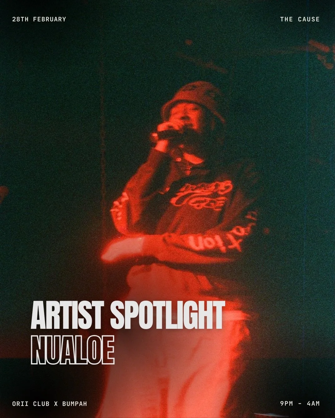 🅽🆄🅰🅻🅾🅴 joins us for 🅾🆁🅸🅸 🅲🅻🆄🅱 🆇 🅱🆄🅼🅿🅰🅷 @thecauselondon 

@nualoe__ is a singer and rapper from South London whose sound is deeply shaped by an eclectic music taste&mdash;blending Jazz, Afrobeat, Reggae, Soul, and R&amp;B. 

𝘏𝘦?