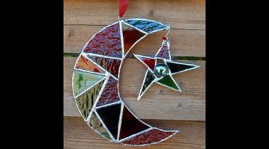Stained Glass Moon and Star