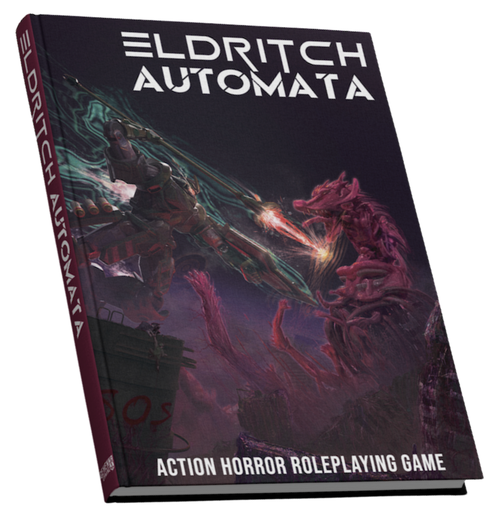 The cover of the TTRPG book, "Eldritch Automata".
