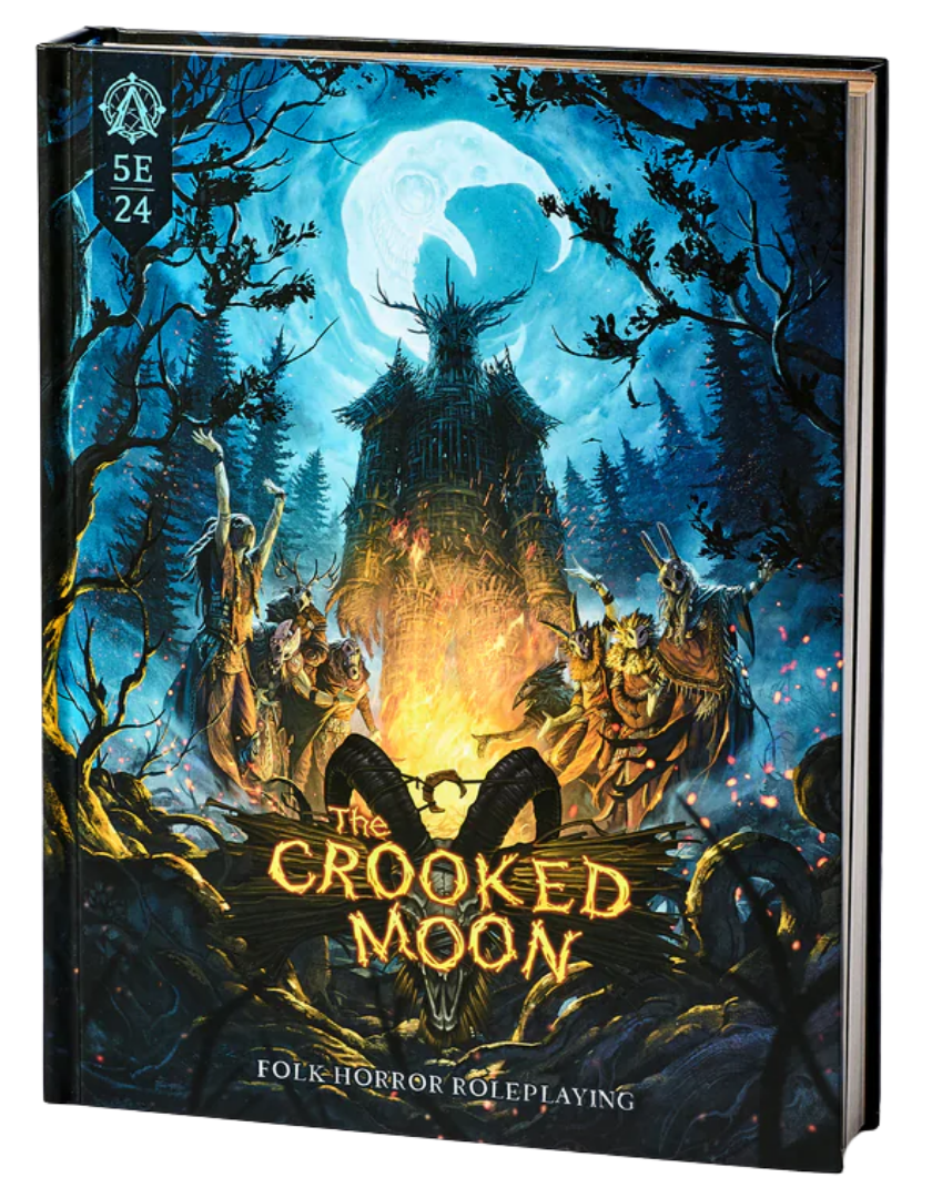 The cover of the D&D 5E expansion book, "The Crooked Moon".