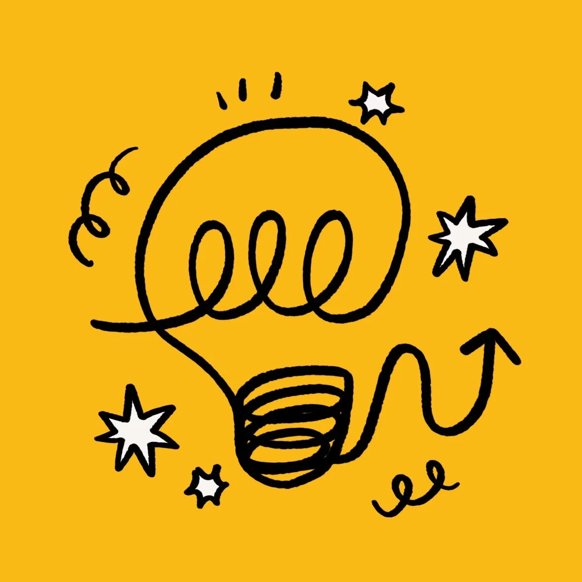 Illustration of a person with a brain with lots of illustrated elements coming out of it and a paper aeroplane sparking ideas. 