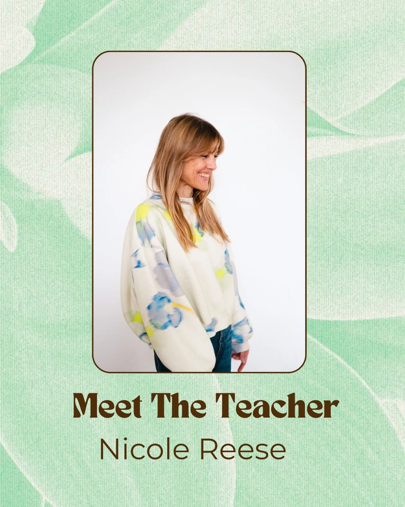 Unser meet the Teacher Beitrag :
Heute mit @nicole_reese__ 

Was erwartet die Community in deinen Klassen?
Bewegung und Stille. Eine genaue Ausrichtung sowie kreative und individuelle Varianten der Asanas. Und Spa&szlig; an der ganzen Sache.

Was m&o