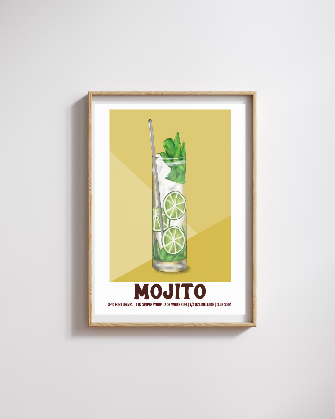 Mojito Poster - Illustrated Cocktail Recipe Wall Art