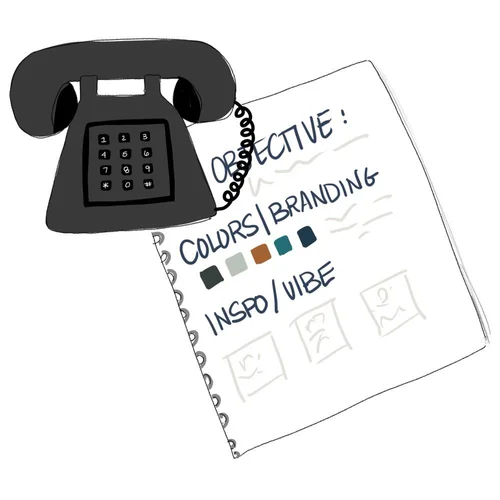 Discovery call notes and brand color palette