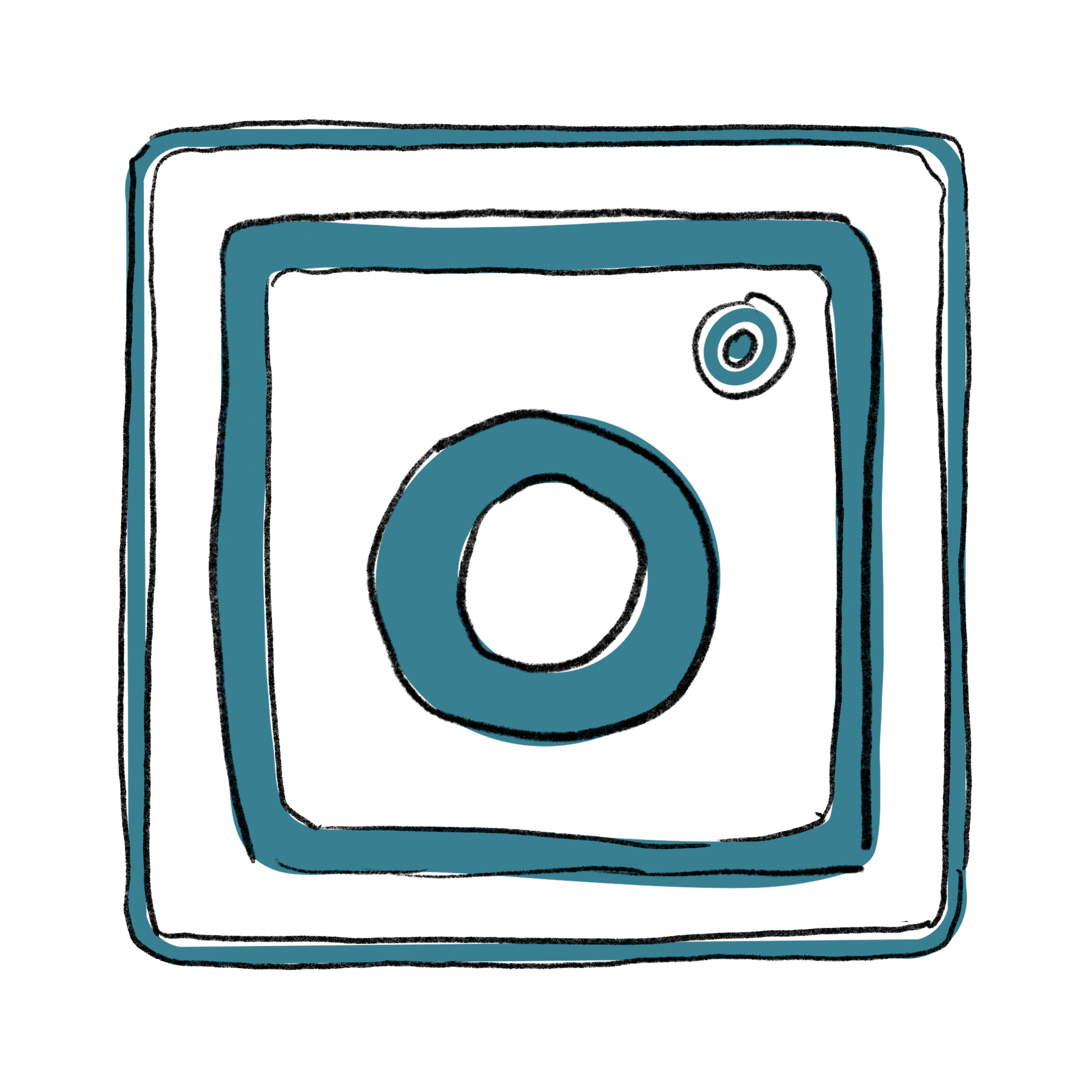 Line drawing of a camera representing the instagram icon