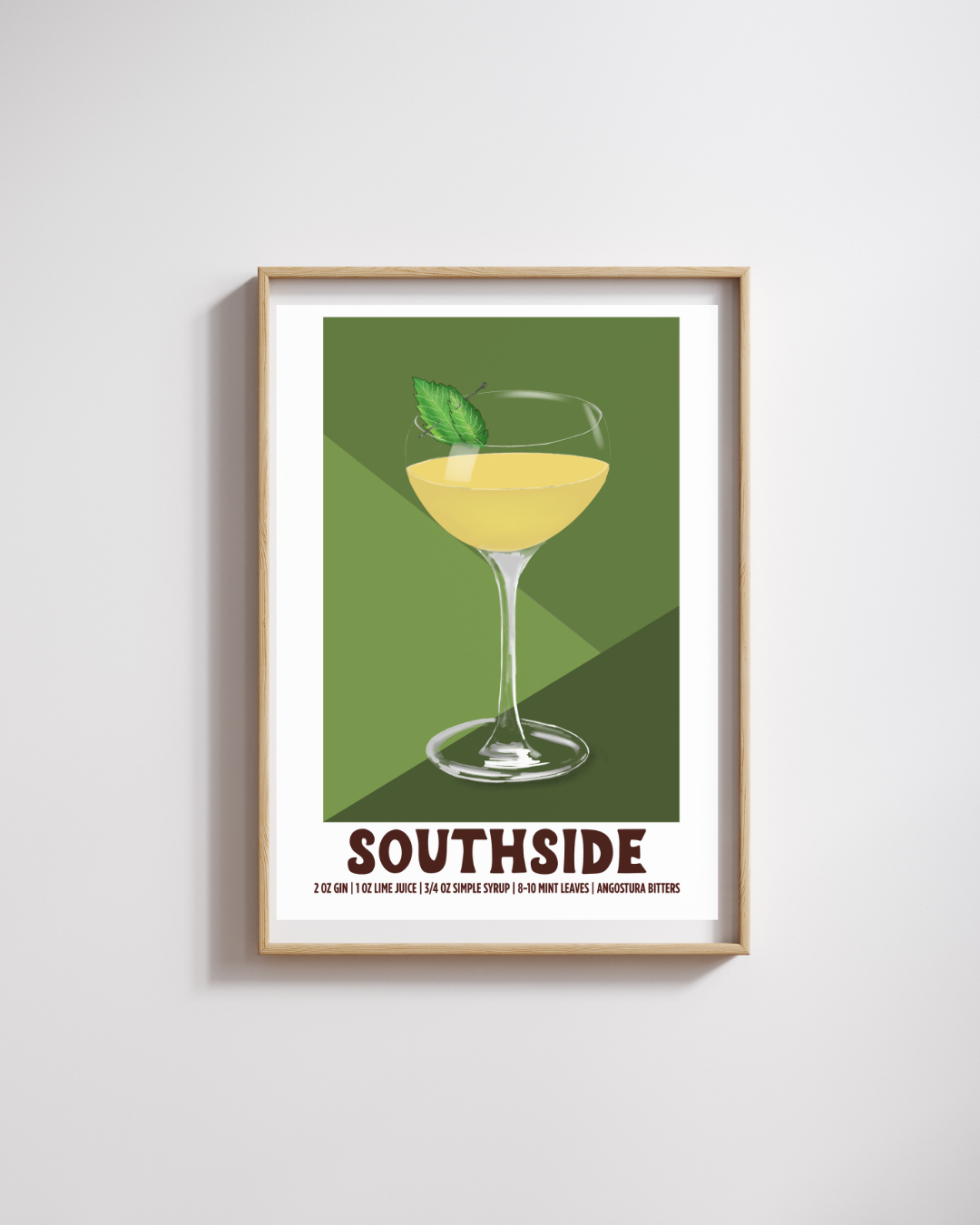 Southside Poster - Illustrated Cocktail Recipe Wall Art