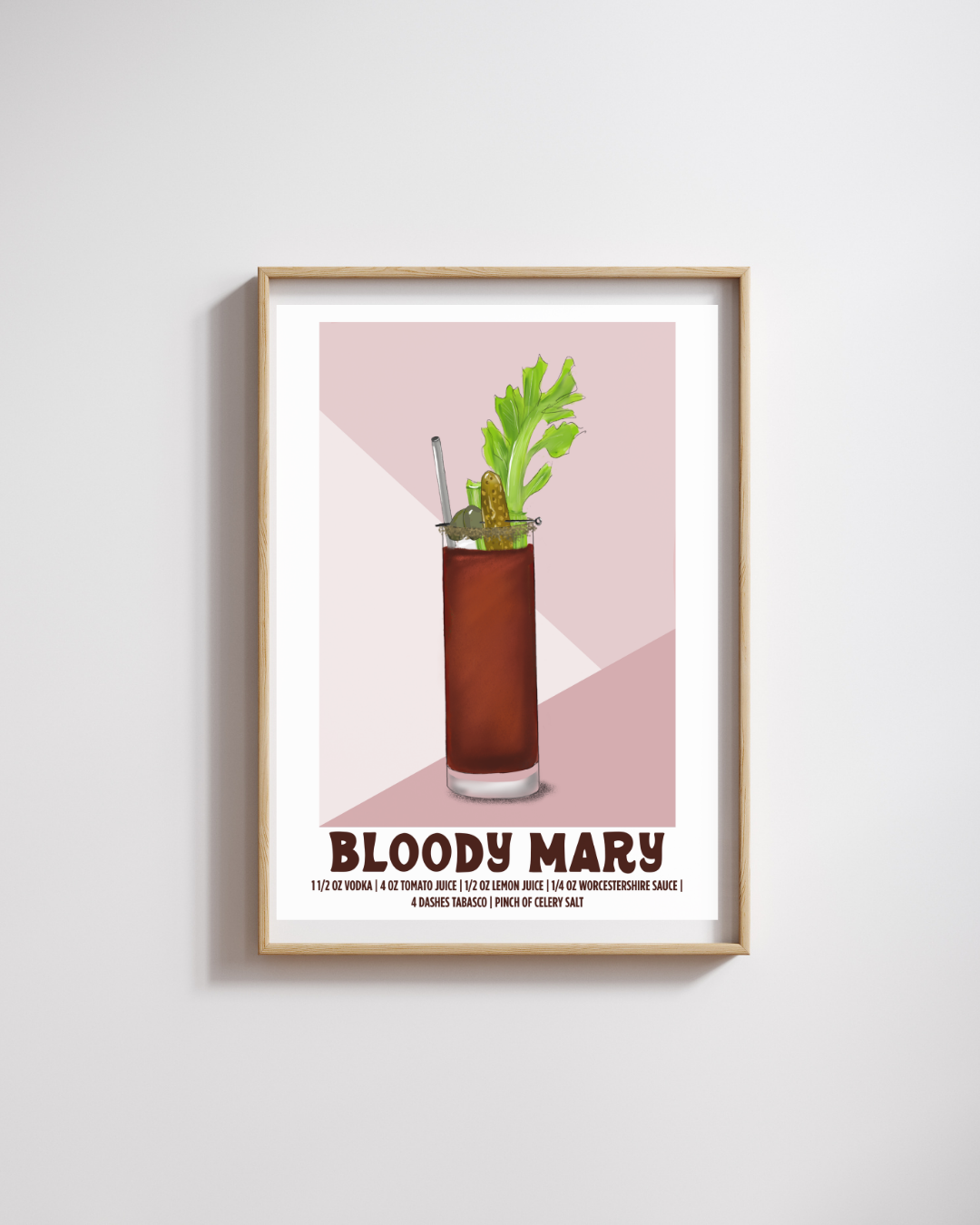 Bloody Mary Poster - Illustrated Cocktail Recipe Wall Art