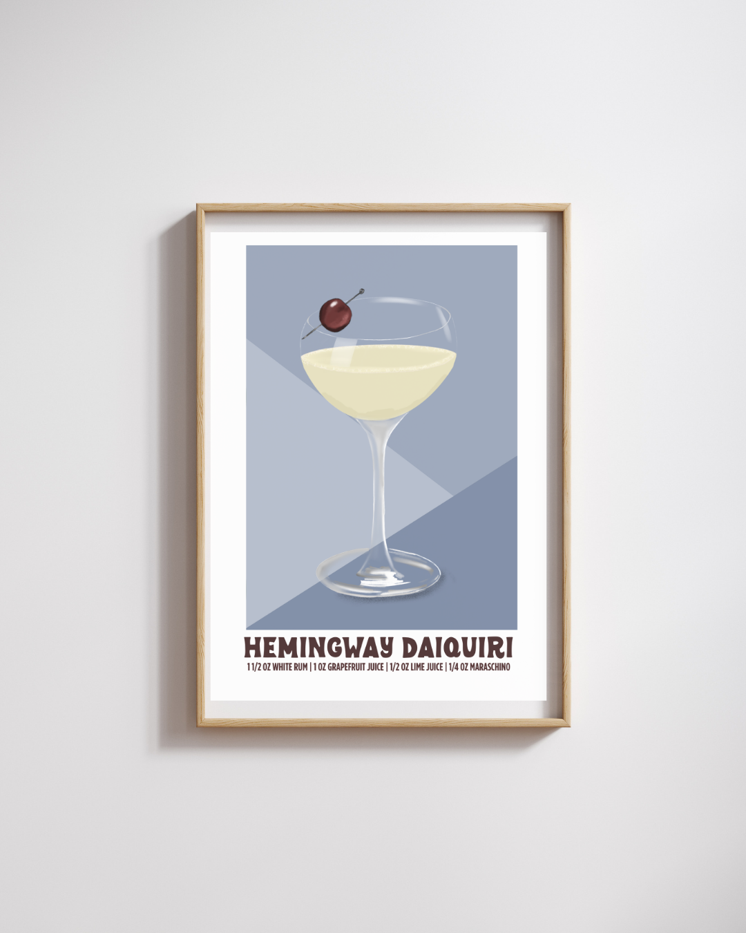Hemingway Daiquiri Poster - Illustrated Cocktail Recipe Wall Art