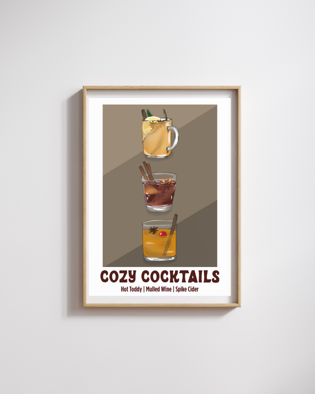 Cozy Cocktails Poster - Illustrated Winter Drinks Art