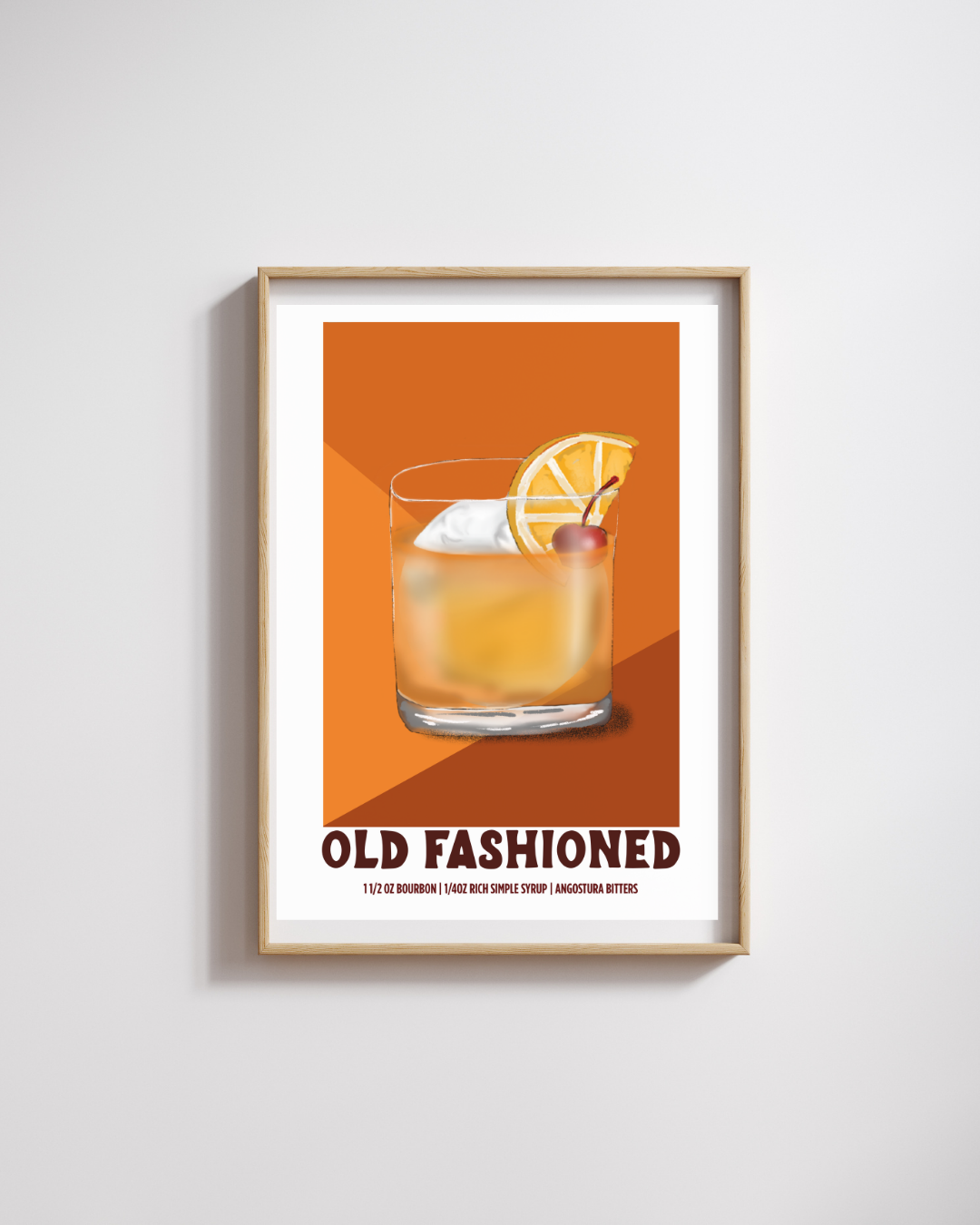 Old Fashioned Poster - Illustrated Cocktail Recipe Wall Art