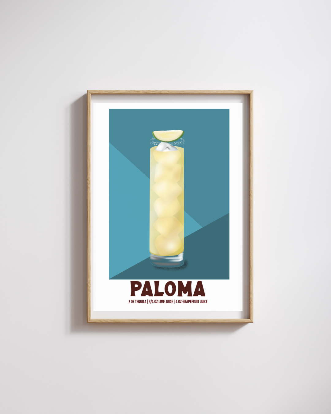 Paloma Poster - Illustrated Cocktail Recipe Wall Art