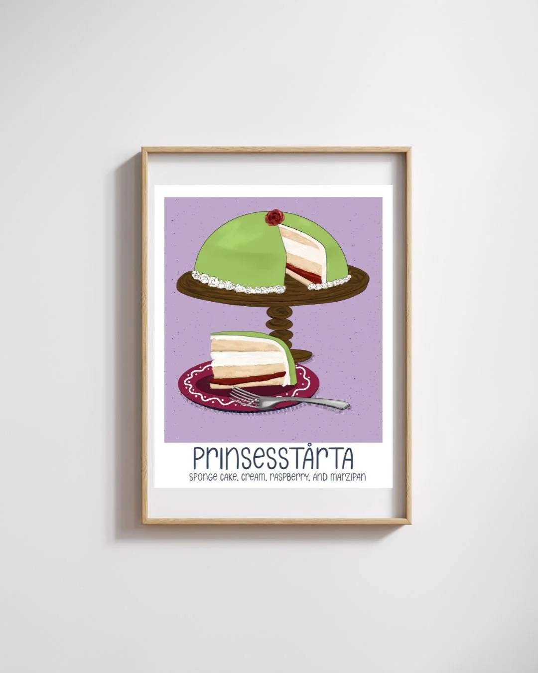 Prinsesstårta Poster - Illustrated Swedish Fika Wall Art