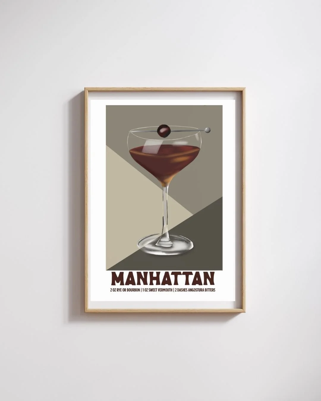 Manhattan Poster - Illustrated Cocktail Recipe Wall Art