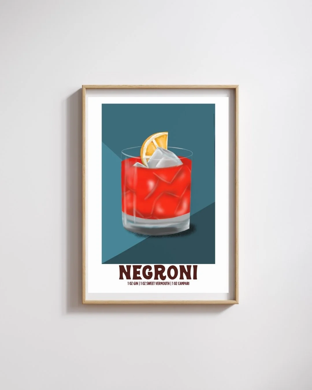 Negroni Poster - Illustrated Cocktail Recipe Wall Art