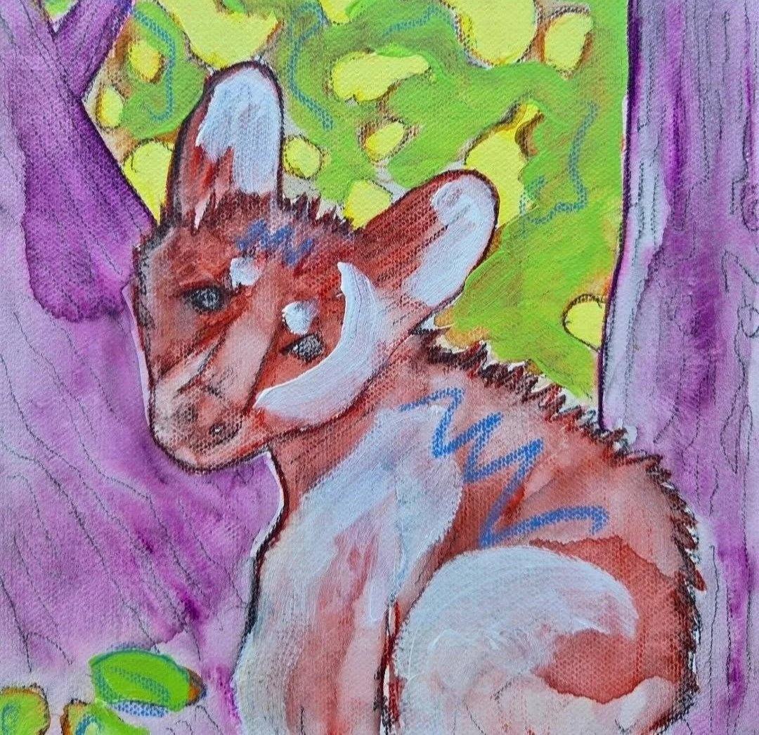 "Montoya Street Baby" -Allegra Sleep, 8"x8" Mixed Watermedia on Gallery Wrap Canvas $350.00, Available at Wilder Nightingale Fine Art, 575-758-3255