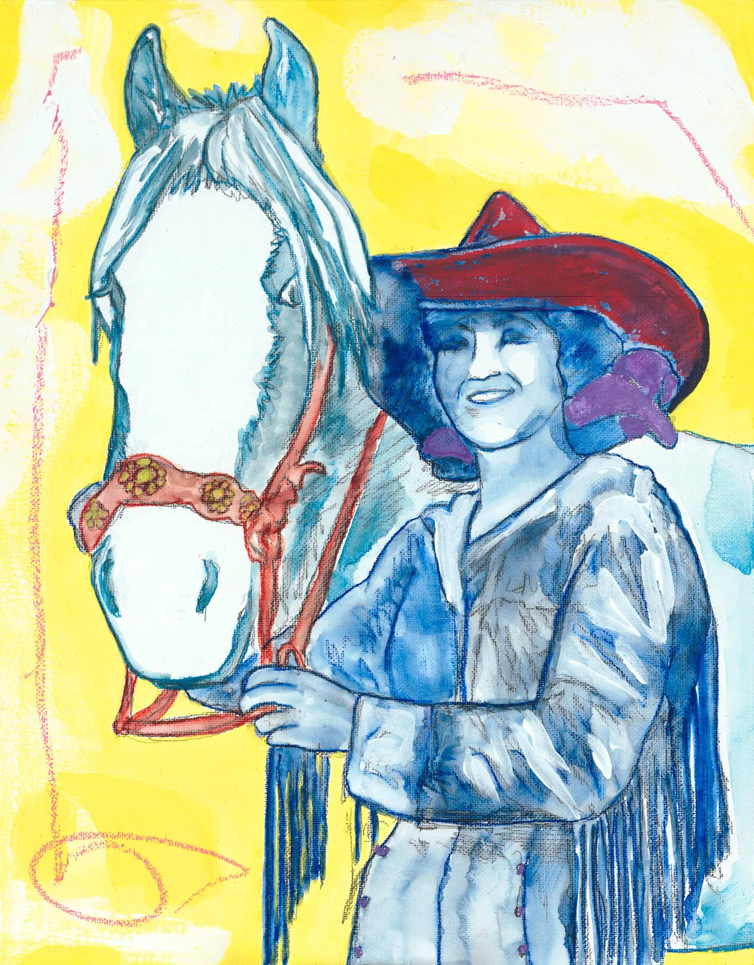 "Ruth Scantlin Roach Salmon" -Allegra Sleep 11"x14" Mixed Watermedia on Canvasboard 
$500.00, Available at Wilder Nightingale Fine Art, 575-758-3255