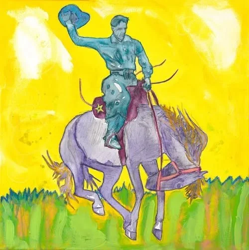 "Taos Bronc Rider" -Allegra Sleep, 2025
20"x20" Mixed Watermedia on Canvas
$1,200.00, Available at Wilder Nightingale Fine Art, 575-758-3255
