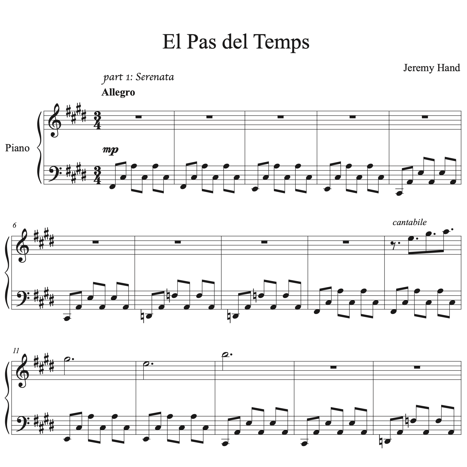 Sheet Music- El Pas del Temps