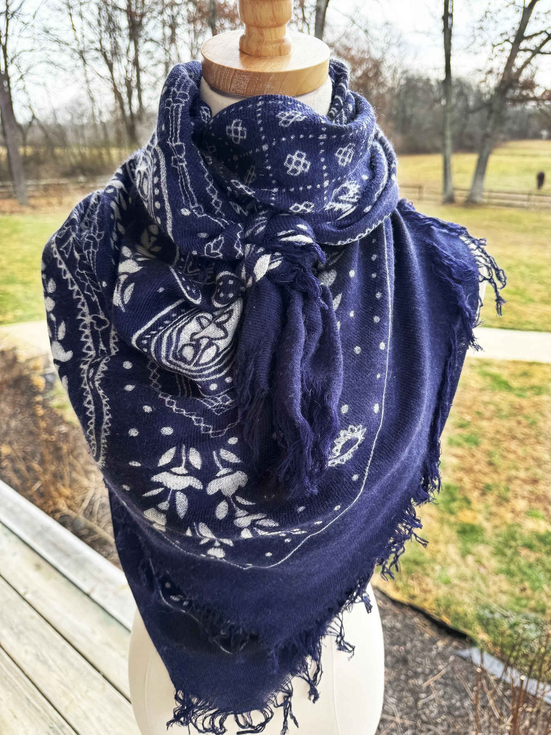 Cashmere extra large Bandana  2 colors available - Indigo and Henna