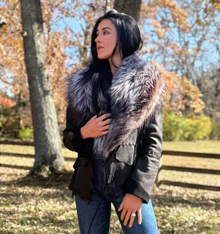 Deerskin Jacket with Removable Crystal Fox Collar