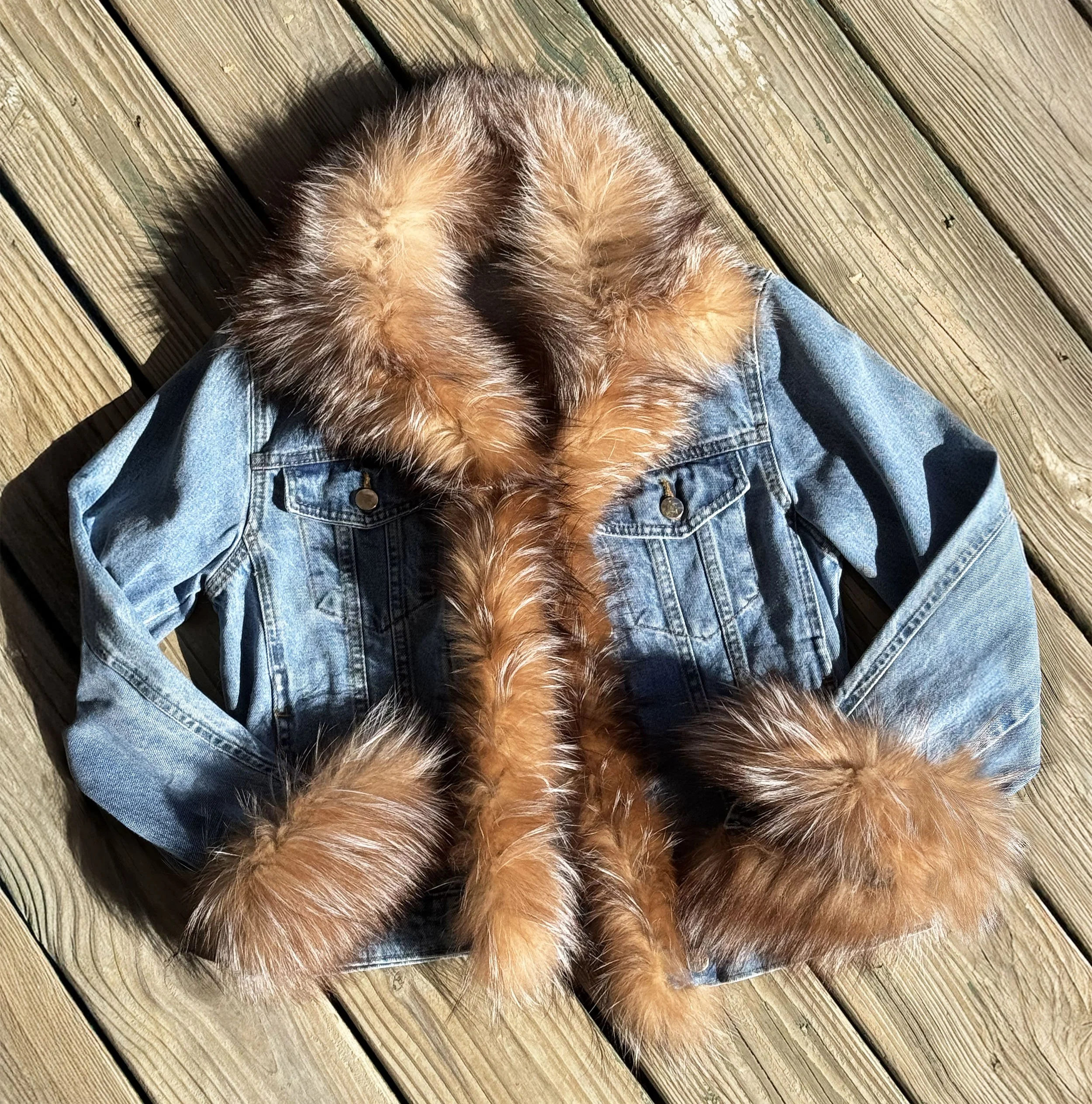Fox trimmed Jean Jacket Carmel