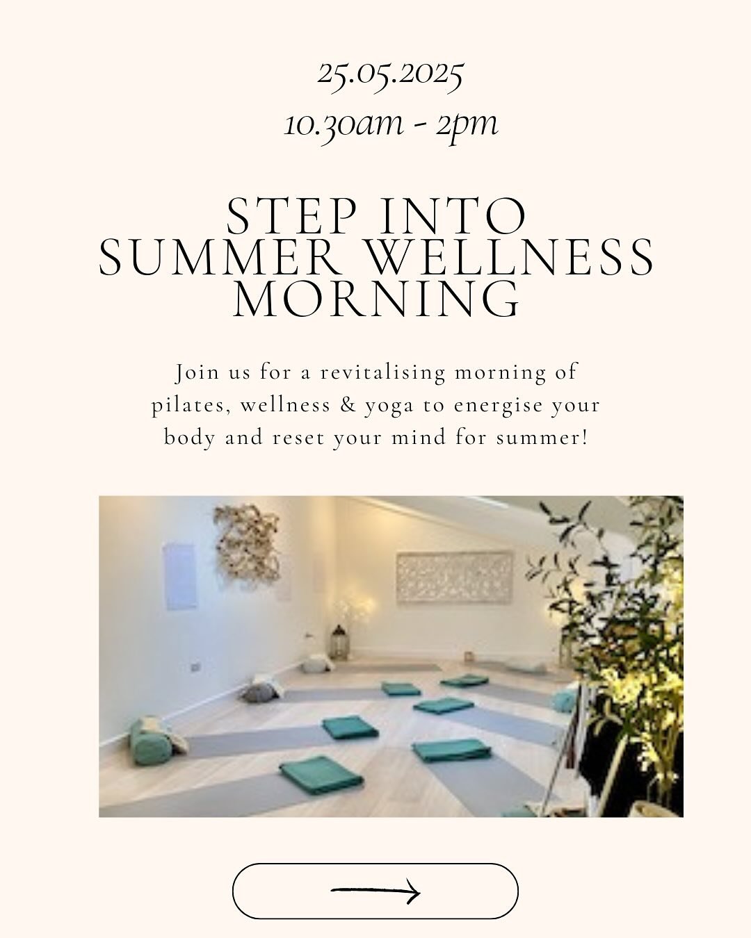 Join us for a revitalising Wellness Morning designed to energise your body, resent your mind, and nourish your soul.

Expect:
💫Uplifting Pilates to awaken your energy with @abentonpilates. 
💫A grounding Yin &amp; Yang Yoga flow to balance and resto