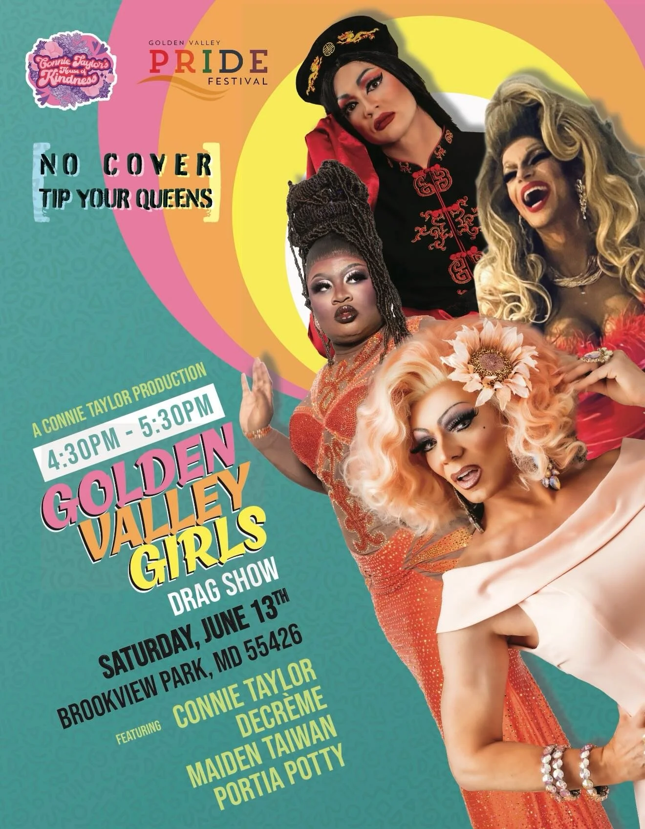 Live on the Lavender Stage at the Golden Valley Pride Festival: THE GOLDEN VALLEY GIRLS Drag Show 4:30-5:30pm this Saturday June 13 at Brookview Park! 🏳️&zwj;🌈