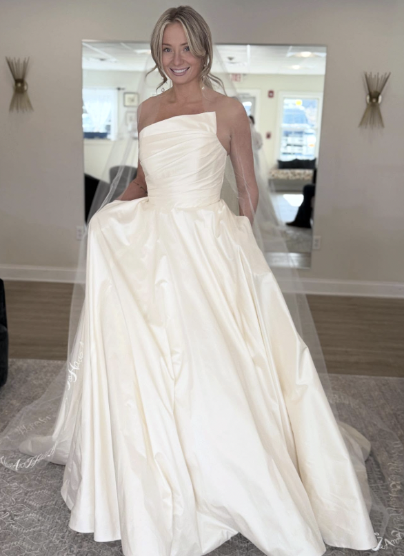Romona Keveza dress and hand-painted Paris veil modeled by Mikaila