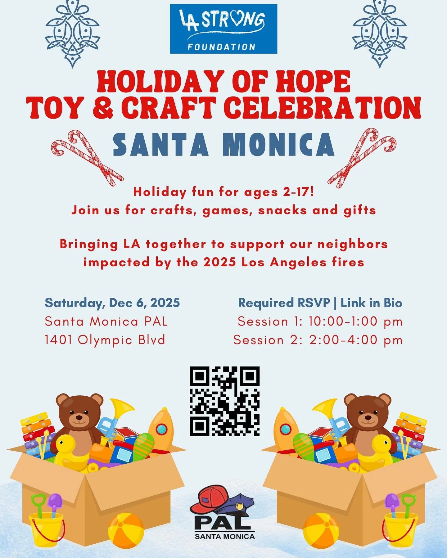 Please Join @lastrongfoundation on Saturday, Dec 6th for an event filled with holiday cheer, arts and crafts and toys for all the children π§Έ 
Everything is Free! 
Over 200 have registered to attend already!
Please Help us spread joy, kindness and