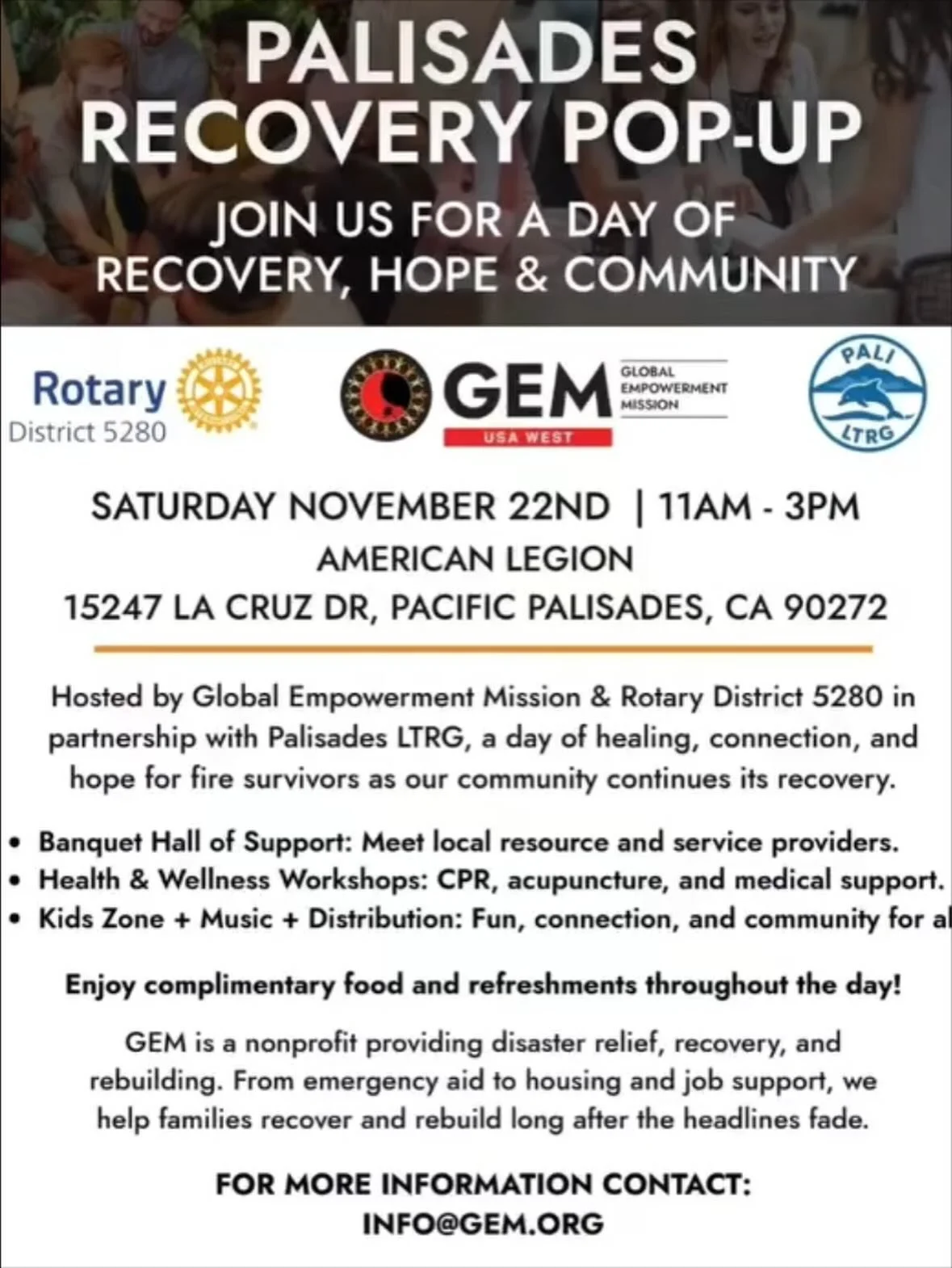 Thank you @globalempowermentmission for  including us in your day of recovery, hope and community event to support the Palisades with holiday toys 🧸  baby products, pet food and supplies at the @americanlegionpost283 

Our efforts are made possible 