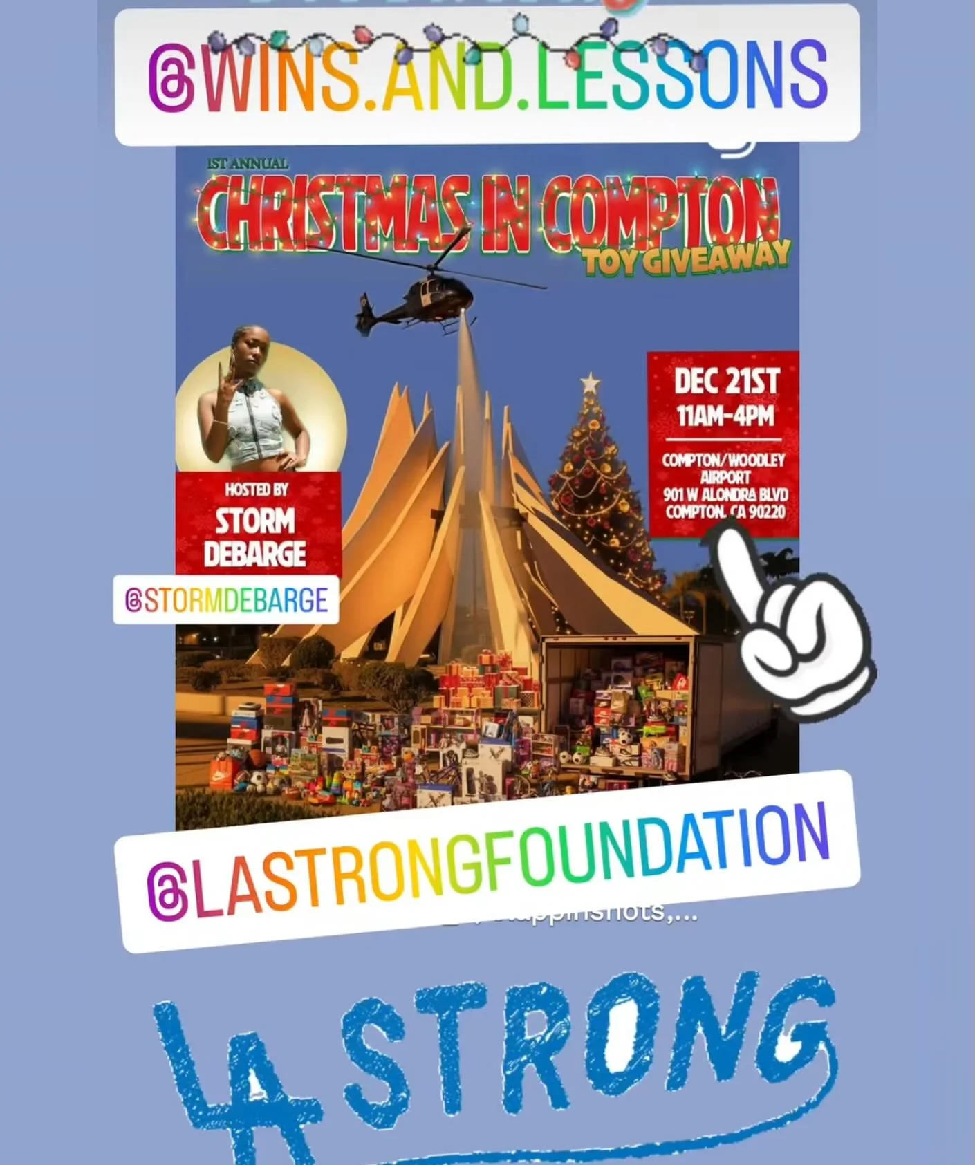@lastrongfoundation is proud to support, and help sponsor Christmas in Compton with x @wins.and.lessons on Sunday December 21st. 

@lastrongfoundation is Proudly working together &ldquo;All For One LA&rdquo; to lead fire survivor relief and disaster 