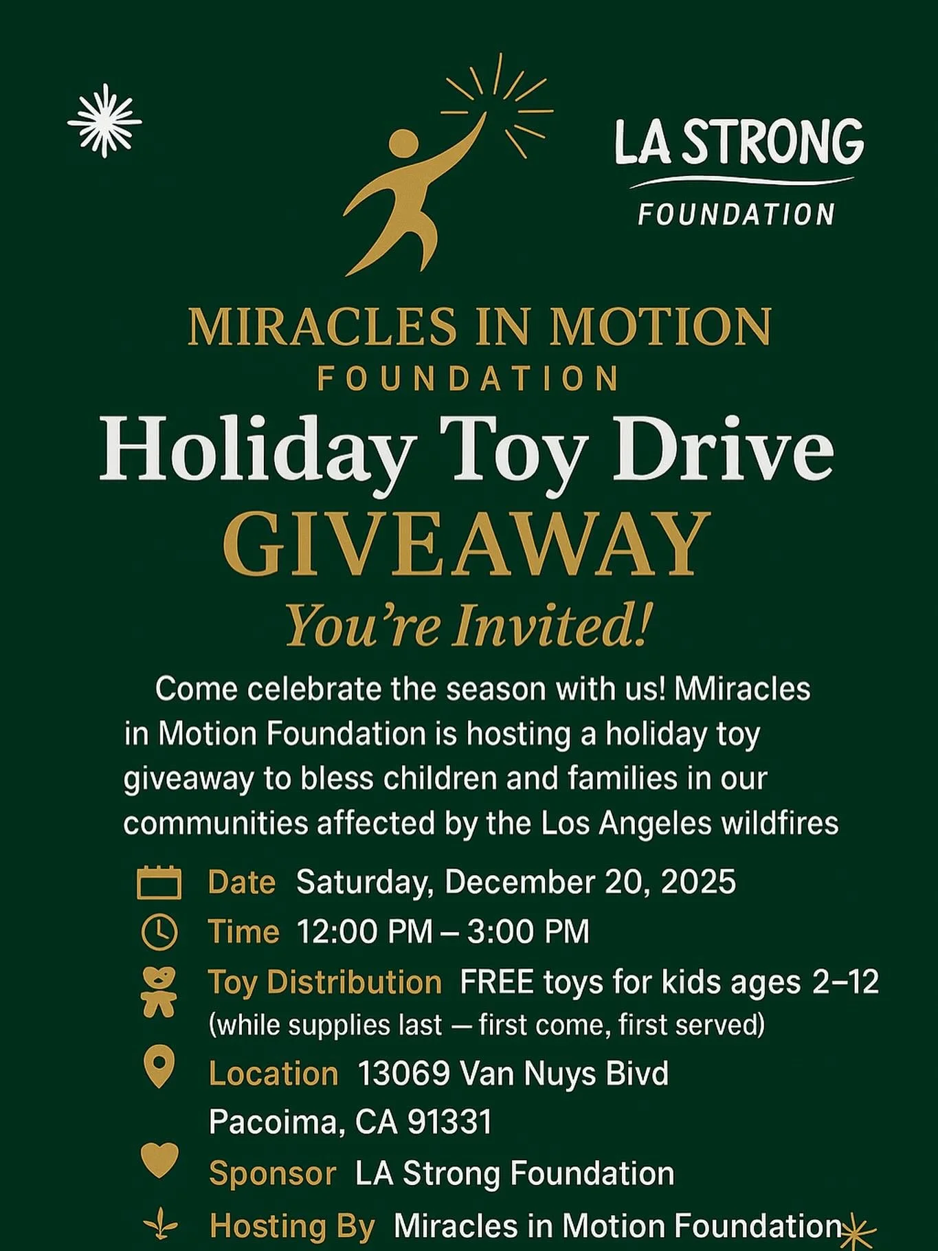 @lastrongfoundation is proud to support @miraclesinmotionfoundation with toys and essential products. 

Thank you @deelove007 for the opportunity to work with you and your amazing team. 

@lastrongfoundation is Proudly working together &ldquo;All For