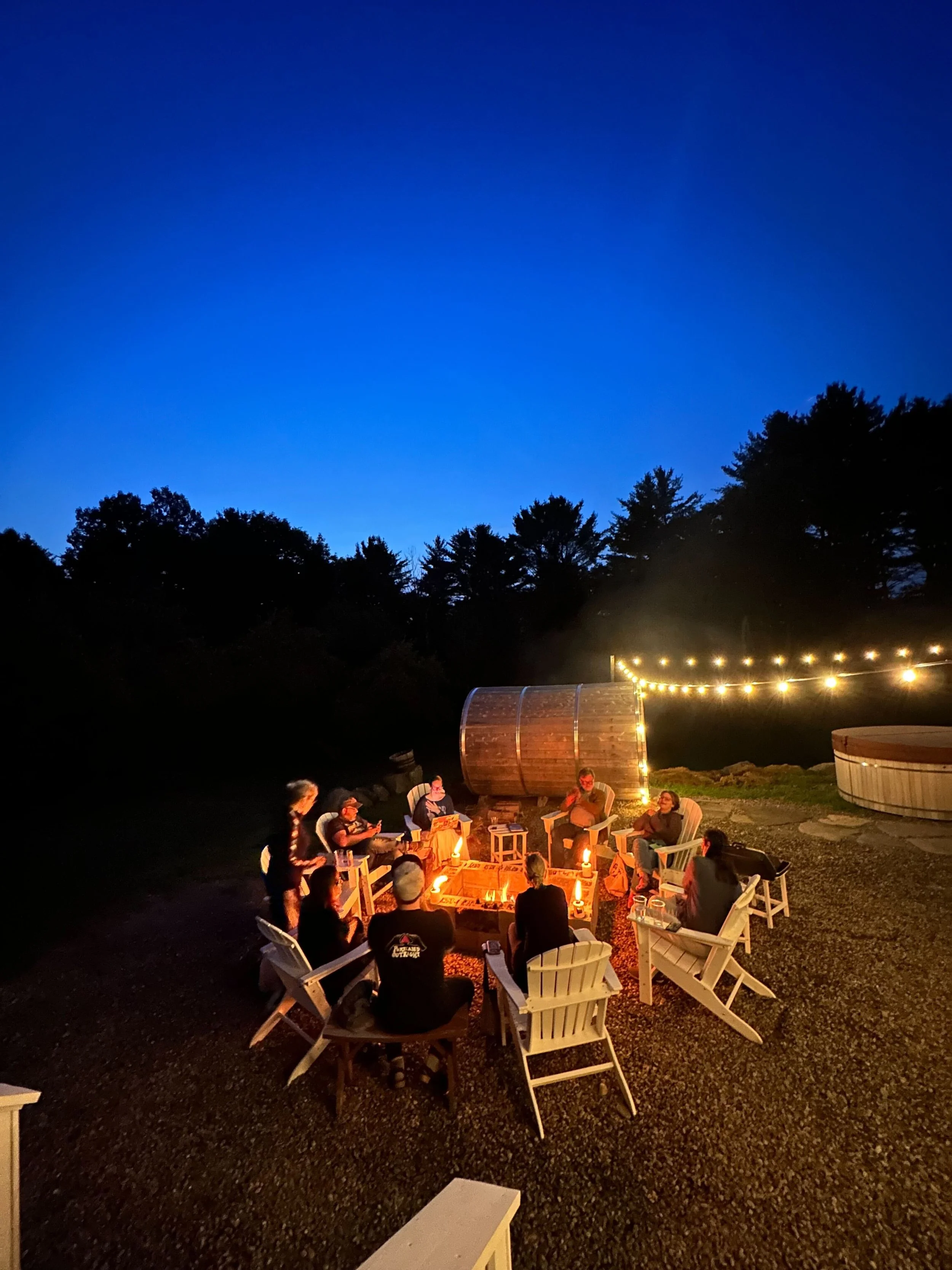 Fire pit at Santosha at Hillholm Estate The Salty Buddha Summer Retreat
